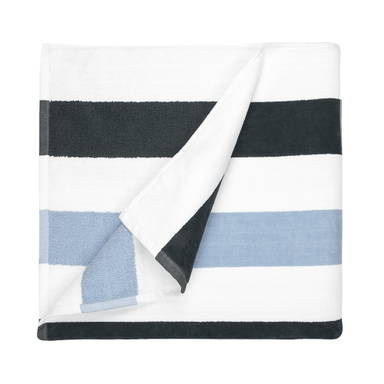 Drap de plage rayé | 90 x 190 cm | 550 gr/m2 - Anthracite/bleu clair