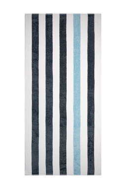 Drap de plage rayé | 90 x 190 cm | 550 gr/m2 - Anthracite/bleu clair