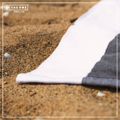 Drap de plage rayé | 90 x 190 cm | 550 gr/m2 - Anthracite/gris clair
