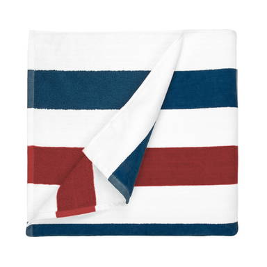 Drap de plage rayé | 90 x 190 cm | 550 gr/m2 - Bleu marine/rouge