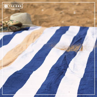 Drap de plage rayé | 90 x 190 cm | 550 gr/m2 - Anthracite/gris clair
