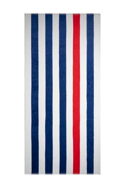 Drap de plage rayé | 90 x 190 cm | 550 gr/m2 - Bleu marine/rouge