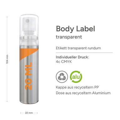 Sunscreen spray | factor 50 | 20 ml - Body label transparent