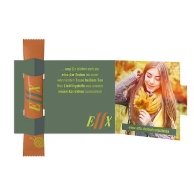 Theestick voor 1 kop thee met kaart - Teaflyer clapcard