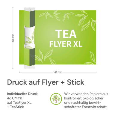 Theestick voor 1 kop thee met kaart - Teaflyer xl