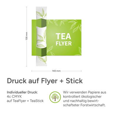 Theestick voor 1 kop thee met kaart - Teaflyer
