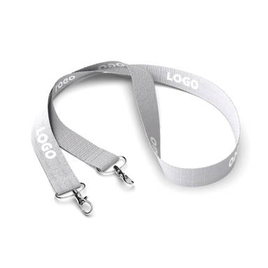 Polyester lanyard with 2 hooks - White