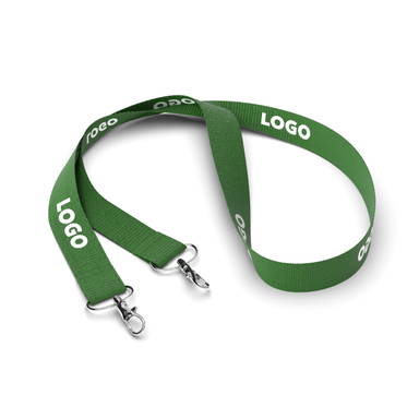 Polyester lanyard with 2 hooks - Classic green