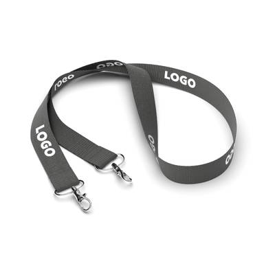 Polyester lanyard with 2 hooks - Charcoal gray