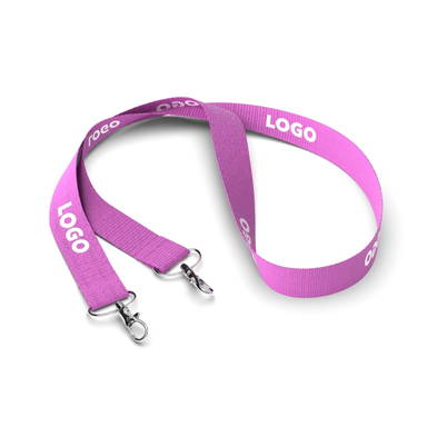 Polyester lanyard with 2 hooks - Violet red