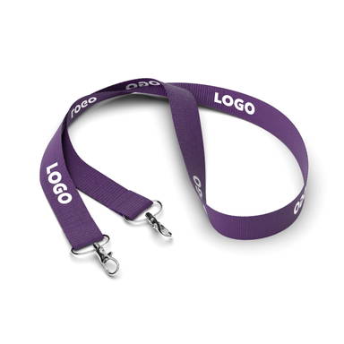 Polyester lanyard with 2 hooks - Deep purple