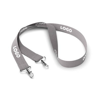 Polyester lanyard with 2 hooks - Cool gray 6 c