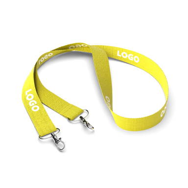 Polyester lanyard with 2 hooks - Bright yellow