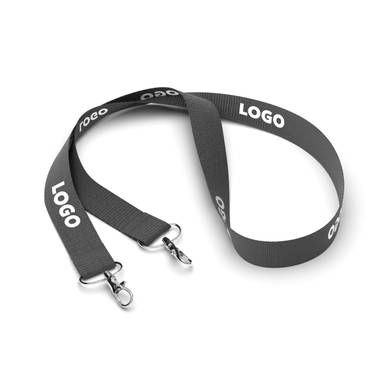 Polyester lanyard with 2 hooks - Black