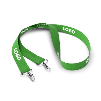 Polyester lanyard with 2 hooks - Bright lime green