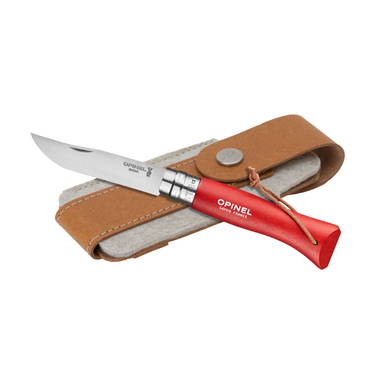 Opinel Colorama No 08 zakmes in een  riemetui