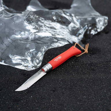 Opinel Colorama No 08 zakmes in een  riemetui