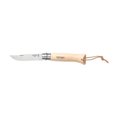 Opinel Inox No 08 Natural zakmes in een riemetui