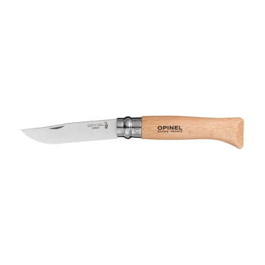 Opinel Inox No 08 zakmes in een riemetui
