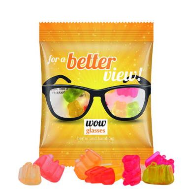 Mini bag gevuld met snoep | 70 x 84 mm - Transparent