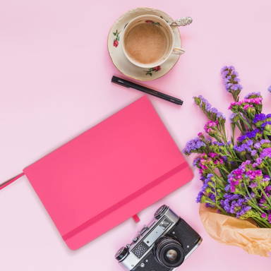 A5 notitieboekje met penlus - Roze