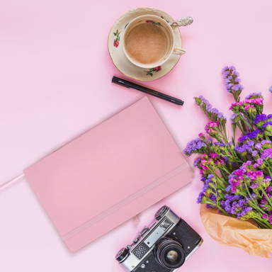 A5 notitieboekje met penlus - Pastel rose