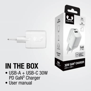 Fresh 'n Rebel 30W Snellader GaN USB-C &amp; USB-A