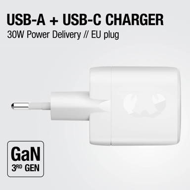 Fresh 'n Rebel 30W Snellader GaN USB-C &amp; USB-A