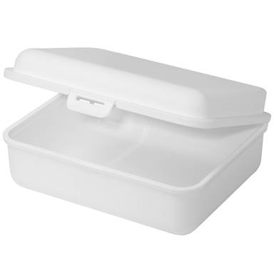 Grote kunststof lunchbox 18 x 14 x 7 cm - Wit
