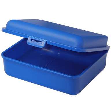 Grote kunststof lunchbox 18 x 14 x 7 cm - Blauw