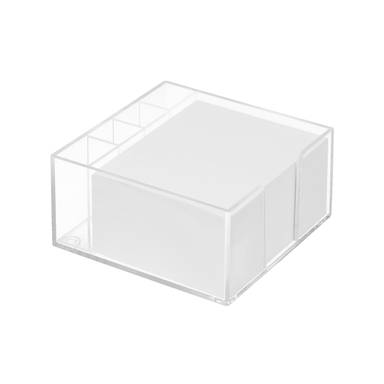 Niedrige Memobox mit Organizer 105 x 105 x 50 mm - Glasklar