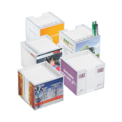Transparent memo box with organizer 105 x 105 x 90 mm