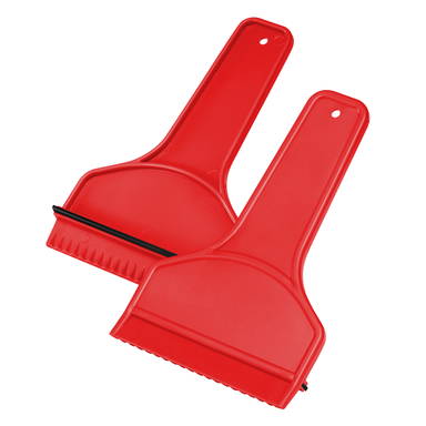 Ice scraper with squeegee and handle - Red