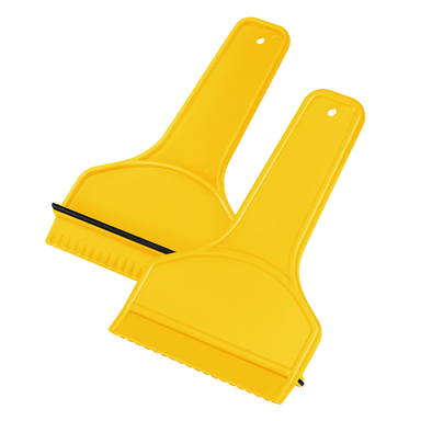 Ice scraper with squeegee and handle - Yellow