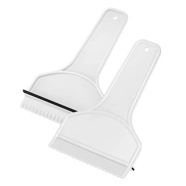 Ice scraper with squeegee and handle - White