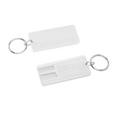 Tire tread depth gauge with keychain - White, white