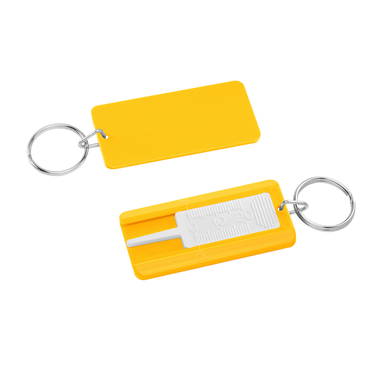 Tire tread depth gauge with keychain - White, yellow