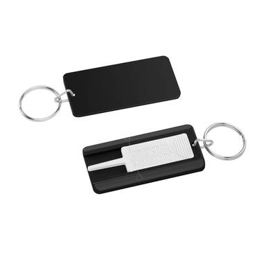 Tire tread depth gauge with keychain - White, black