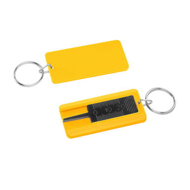 Tire tread depth gauge with keychain - Black, yellow
