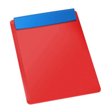 A4 clipboard with pen holder - Red, blue