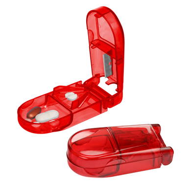 Transparente Pillendose mit Tablettenteiler 88 x 42 x 26 - Rot-transparent