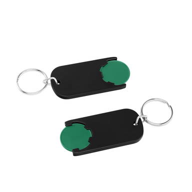 Shopping trolley coin keyring long - Green, black