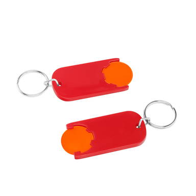 Shopping trolley coin keyring long - Orange, red