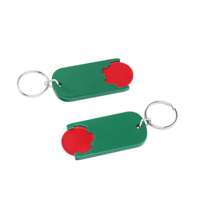 Shopping trolley coin keyring long - Red, green