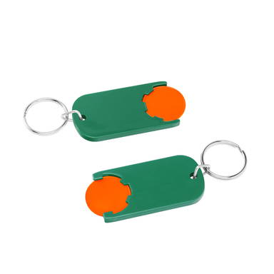 Shopping trolley coin keyring long - Orange, green
