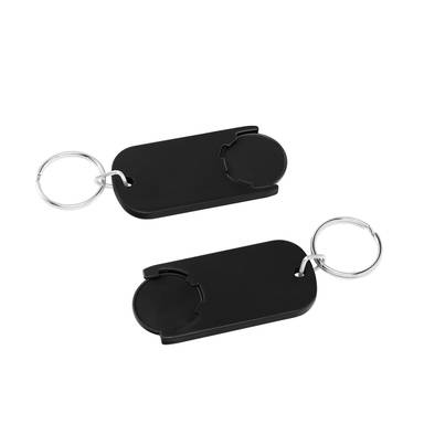 Shopping trolley coin keyring long - Black, black