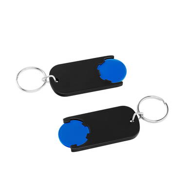 Shopping trolley coin keyring long - Blue, black