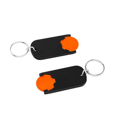 Shopping trolley coin keyring long - Orange, black