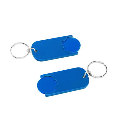 Shopping trolley coin keyring long - Blue, blue