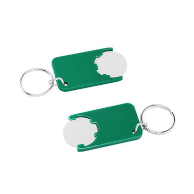 Shopping cart coin keychain - White, green